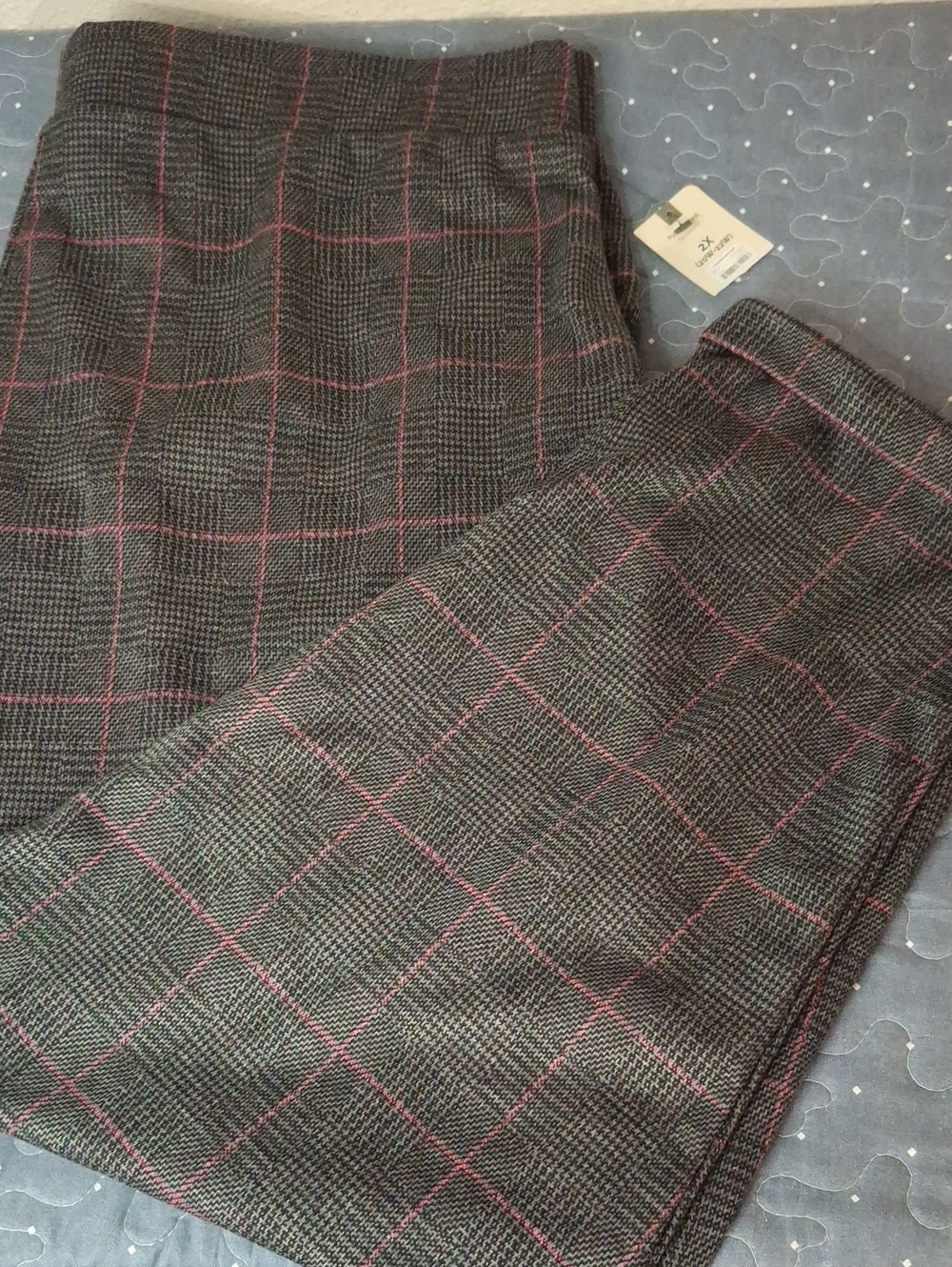 Terra & Sky Pull-On Pant Plaid Pull-On Pants in Gray size 2X NWT